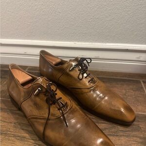 Unique Men’s Cesare Paciotti distressed Brown leather Oxford dress shoes 11 US
